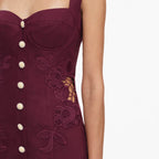 Plum Linen Lace Midi Dress