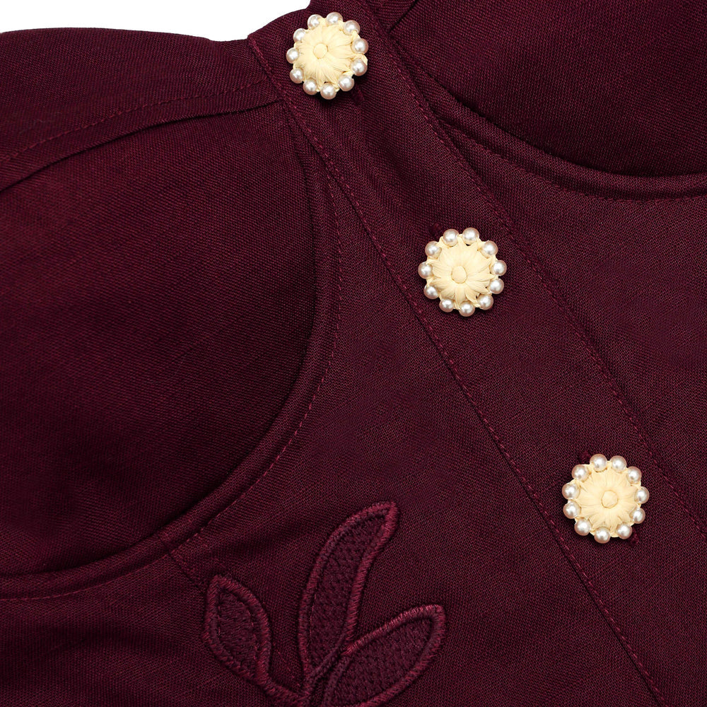 Plum Linen Lace Midi Dress