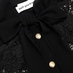 Black Lace Tie Neck Top