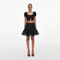 Black Embroidered Mini Skirt