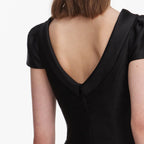Black Taffeta Collared Mini Dress