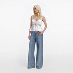 White Satin Lace Top