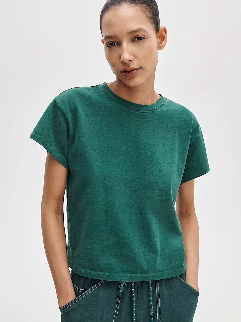 Distreesed Washed Kelly Boxy Tee
