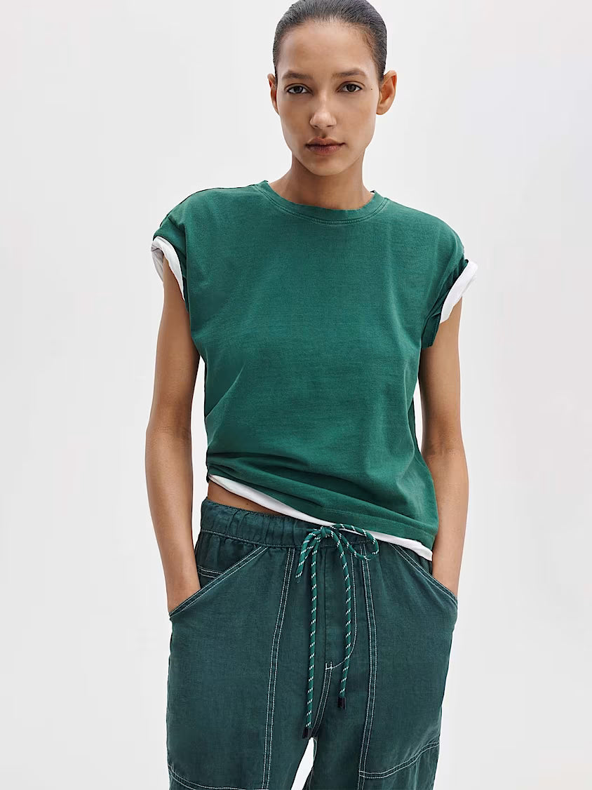 Distreesed Washed Kelly Boxy Tee