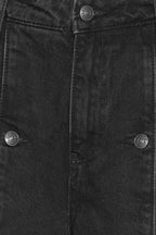 Button Detail Wide Jeans