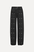Button Detail Wide Jeans