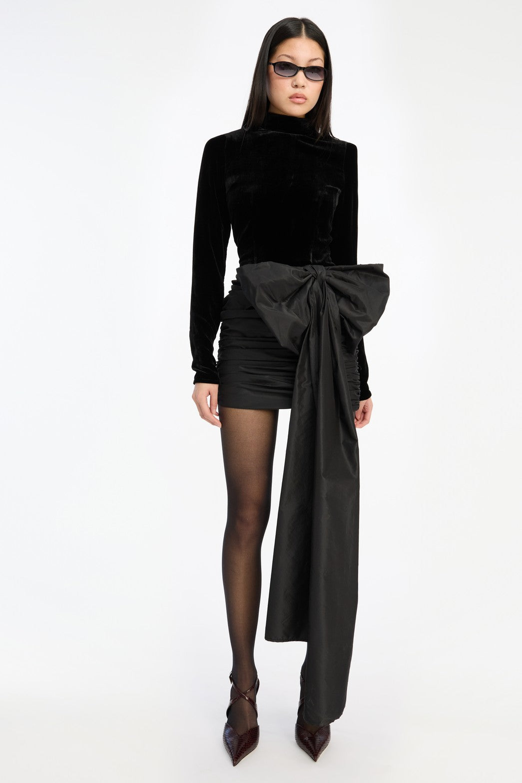 Velvet Bow Mini Dress