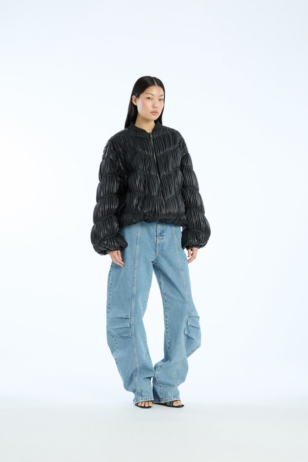 Pleated Bomber Jacket