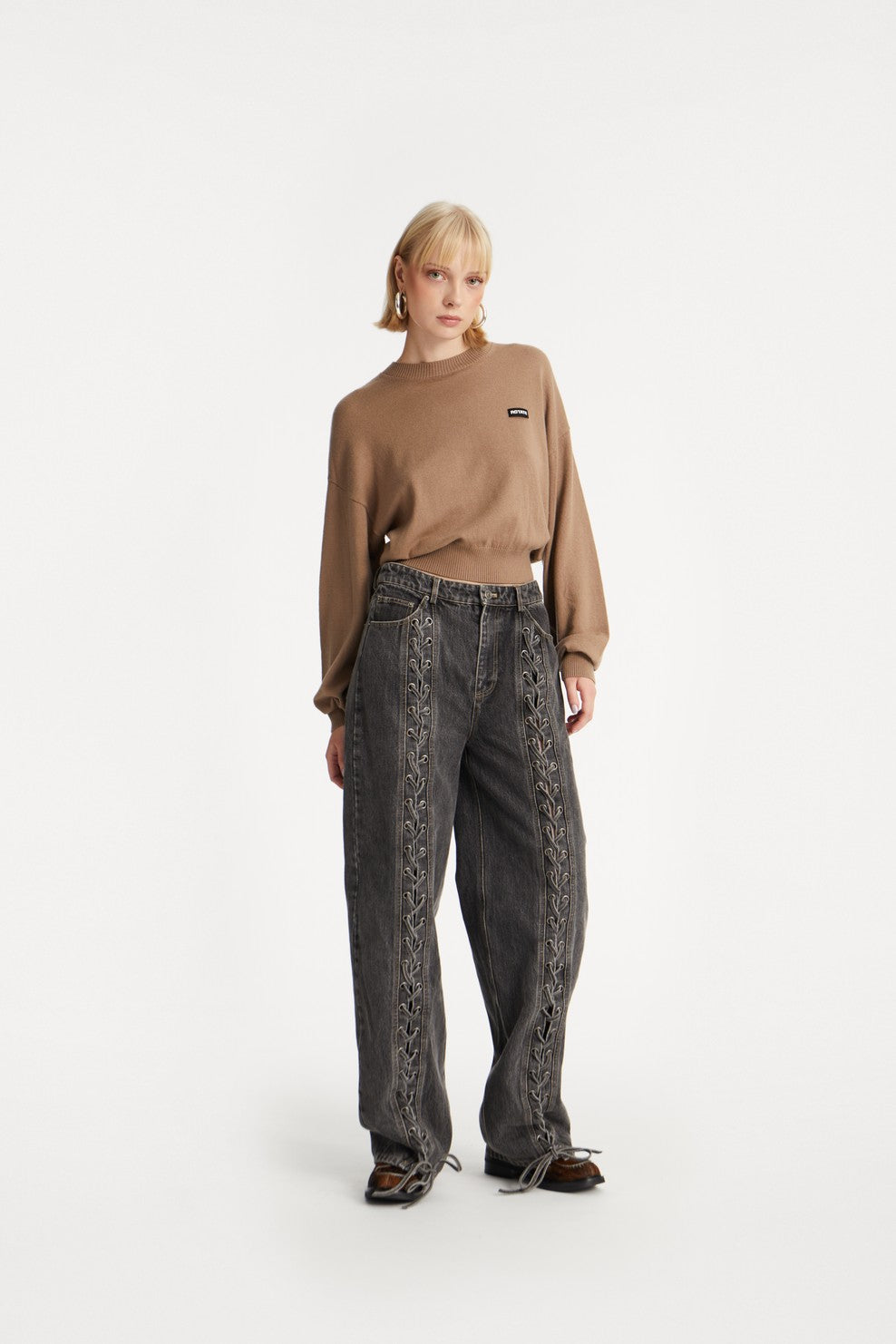 Denim Laced Leg Pants