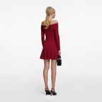 BURGUNDY VISCOSE KNIT MINI DRESS