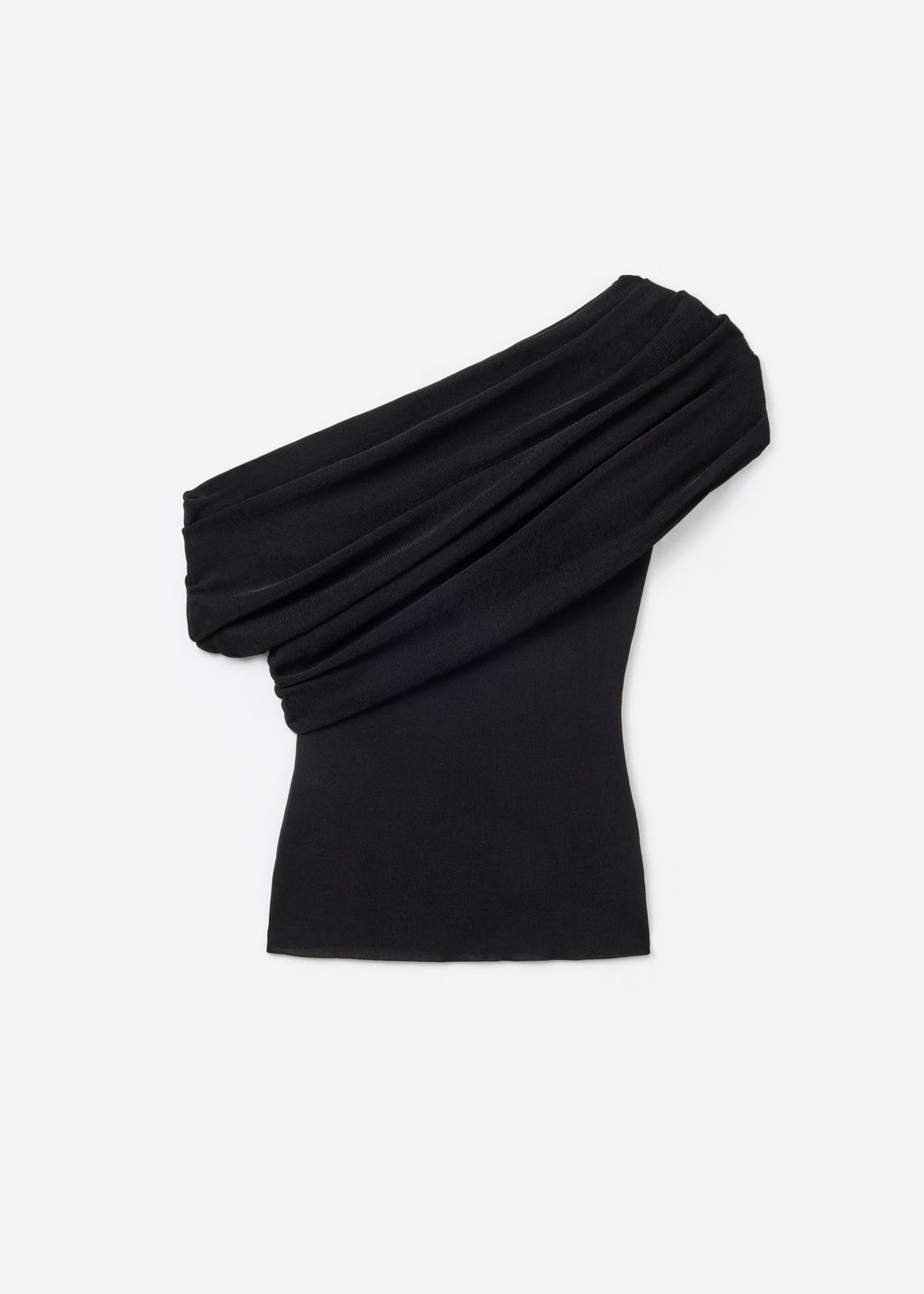 BLACK DRAPED KNIT TOP