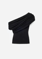 BLACK DRAPED KNIT TOP