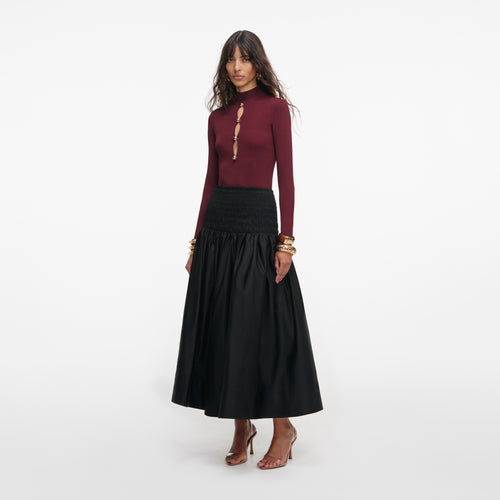 Burgundy Keyhole Knit Top