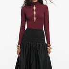 BURGUNDY KEYHOLE KNIT TOP