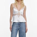 White Satin Lace Top