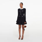 Black Flower Trim Mini Dress