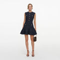 Navy Sleeveless Textured Knit Mini Dress