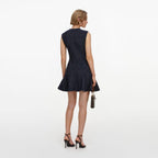 Navy Sleeveless Textured Knit Mini Dress