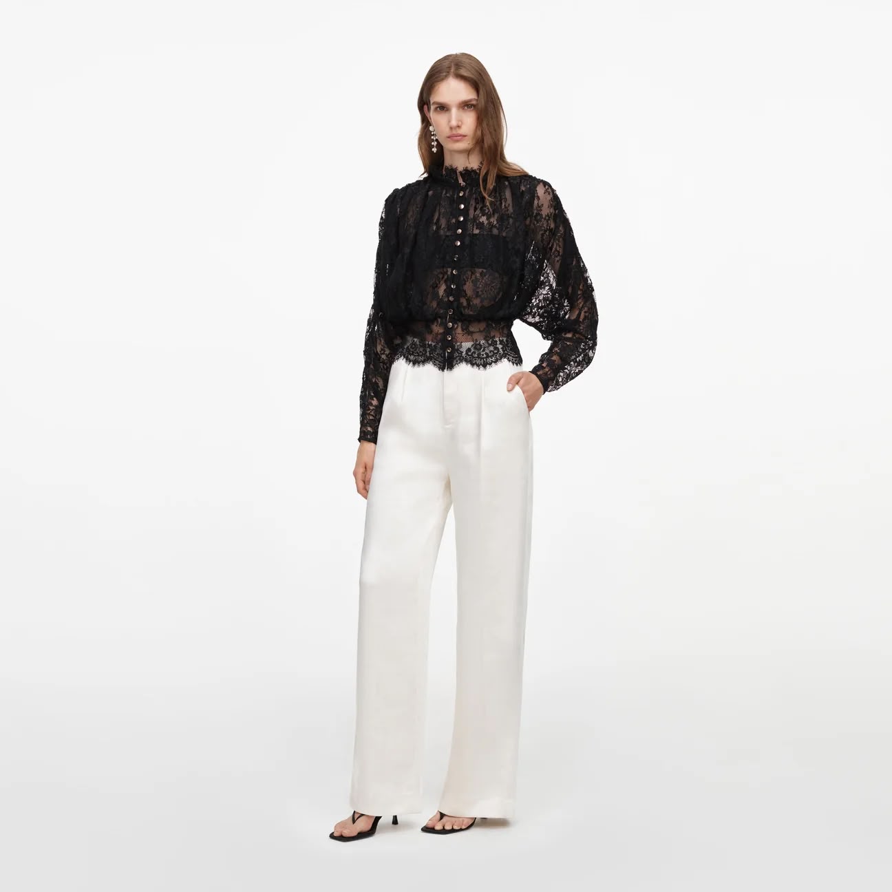 Black Lace High Neck Blouse