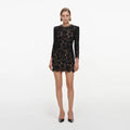 Black Lace LogoSleeve Mini Dress