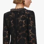 Black Lace LogoSleeve Mini Dress