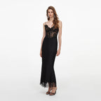 Black Satin Midi Dress