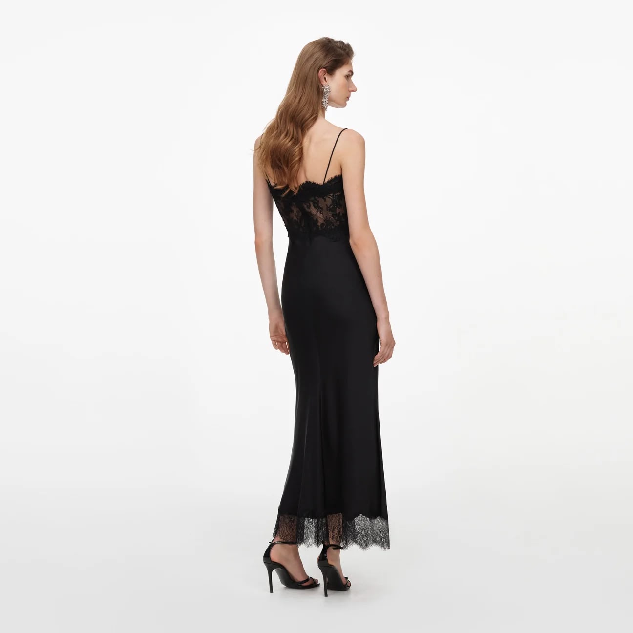 Black Satin Midi Dress