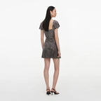Grey Rhinestone Mesh Mini Dress