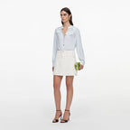 Cream Textured Denim Mini Skirt