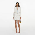 Cream Textured Denim Jacket
