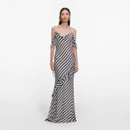 Black Polka Dot Georgette Maxi Dress