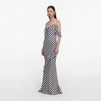 Black Polka Dot Georgette Maxi Dress