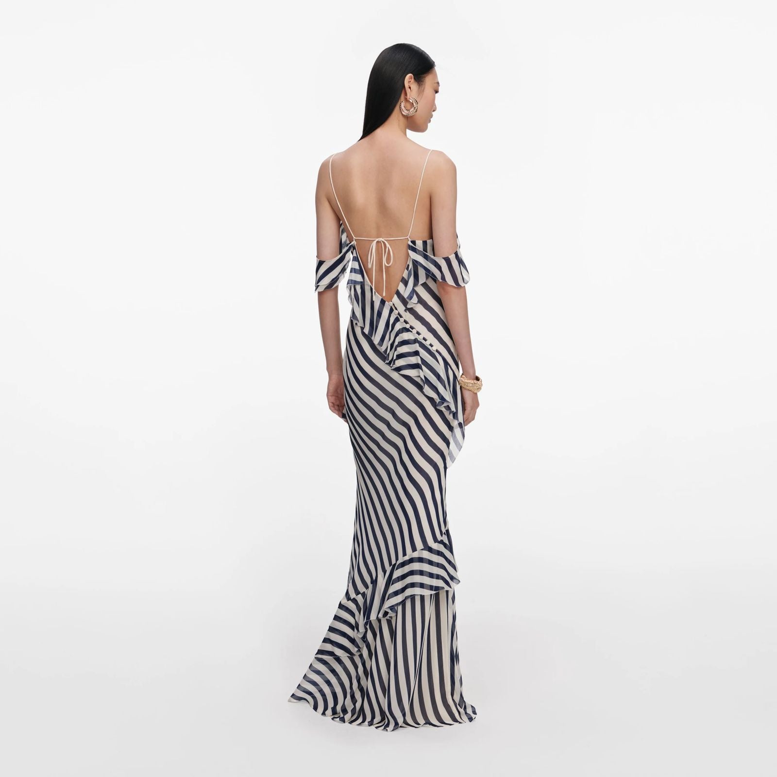 Black Polka Dot Georgette Maxi Dress