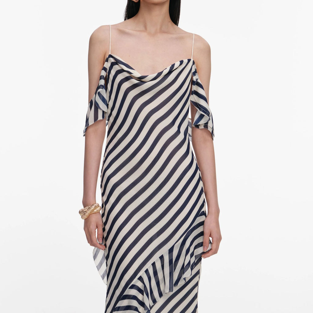 Black Polka Dot Georgette Maxi Dress