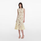 Yellow Crochet Lace Midi Dress