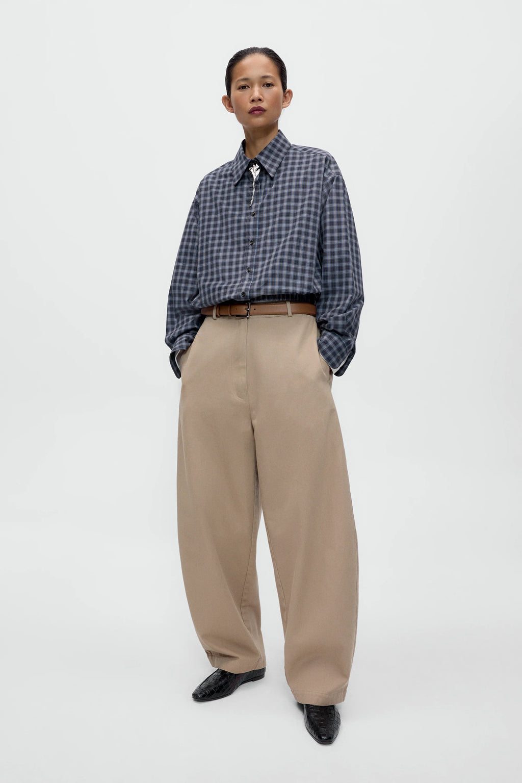 Cotton Curved Pants