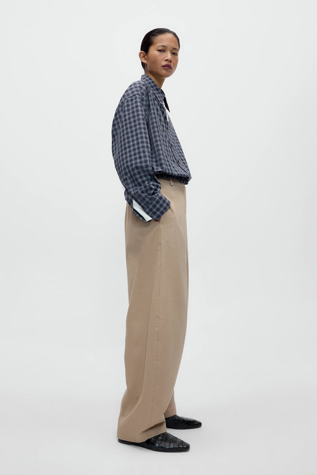 Cotton Curved Pants