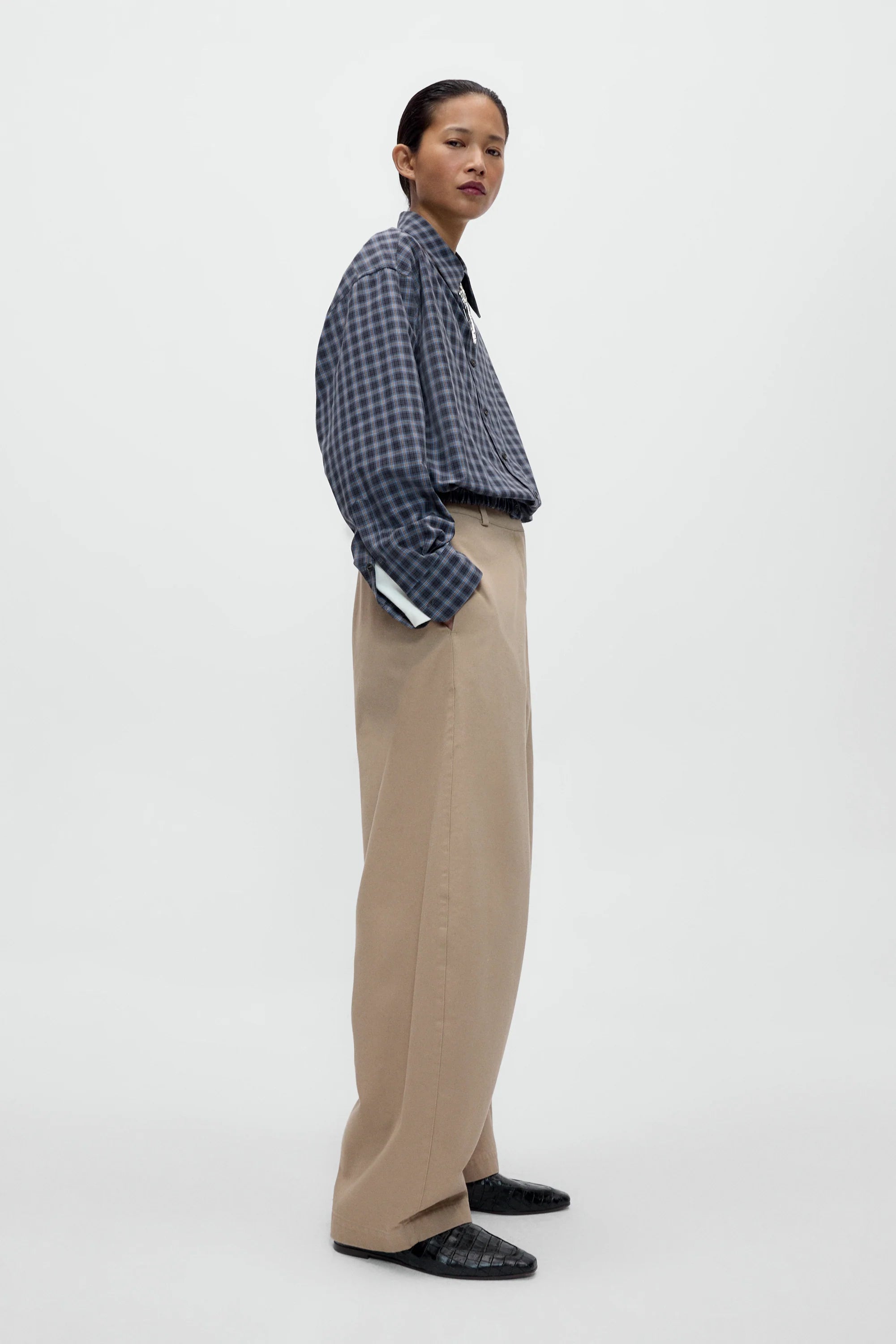 Cotton Curved Pants