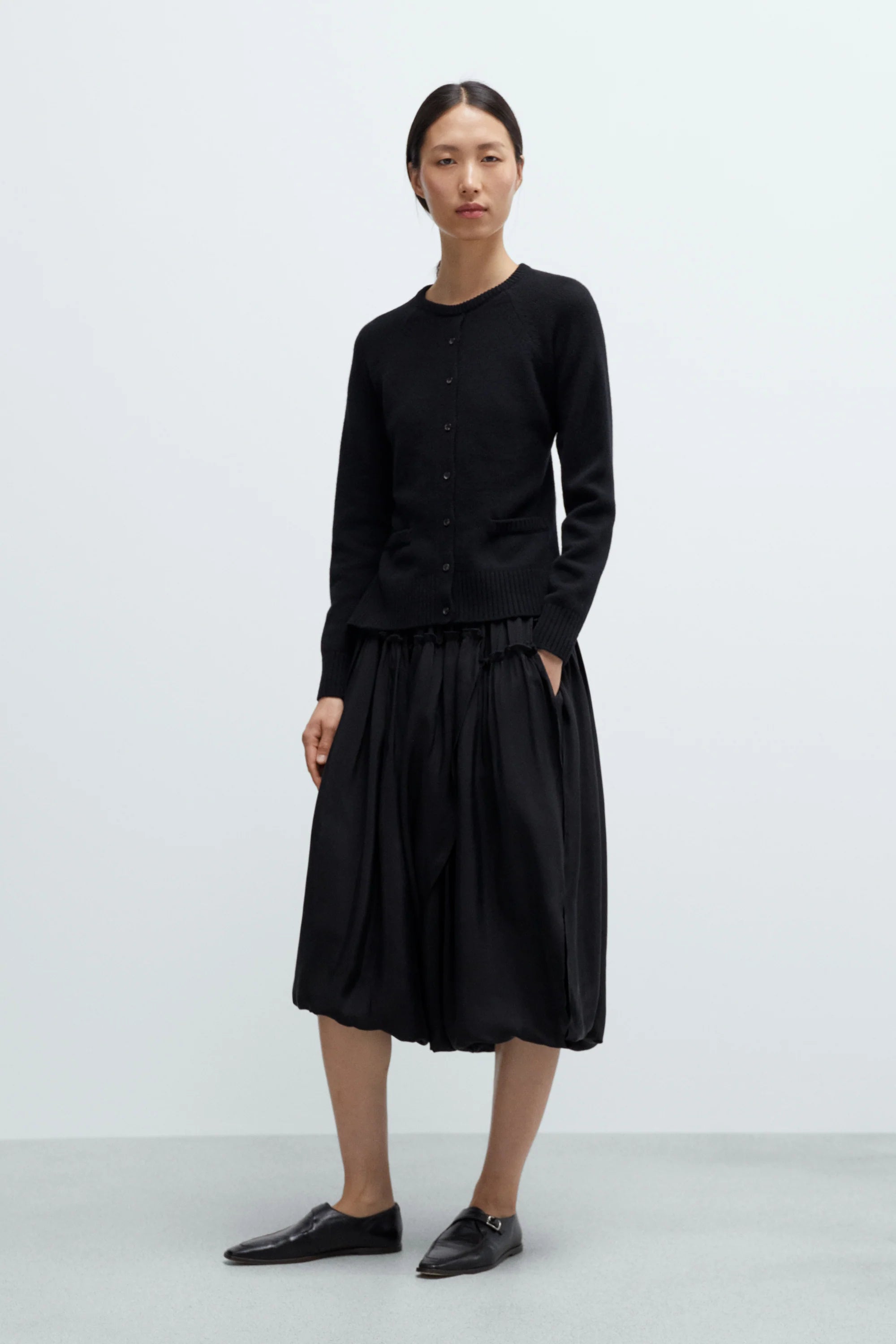 Merino Wool Open-Back Cardigan Black