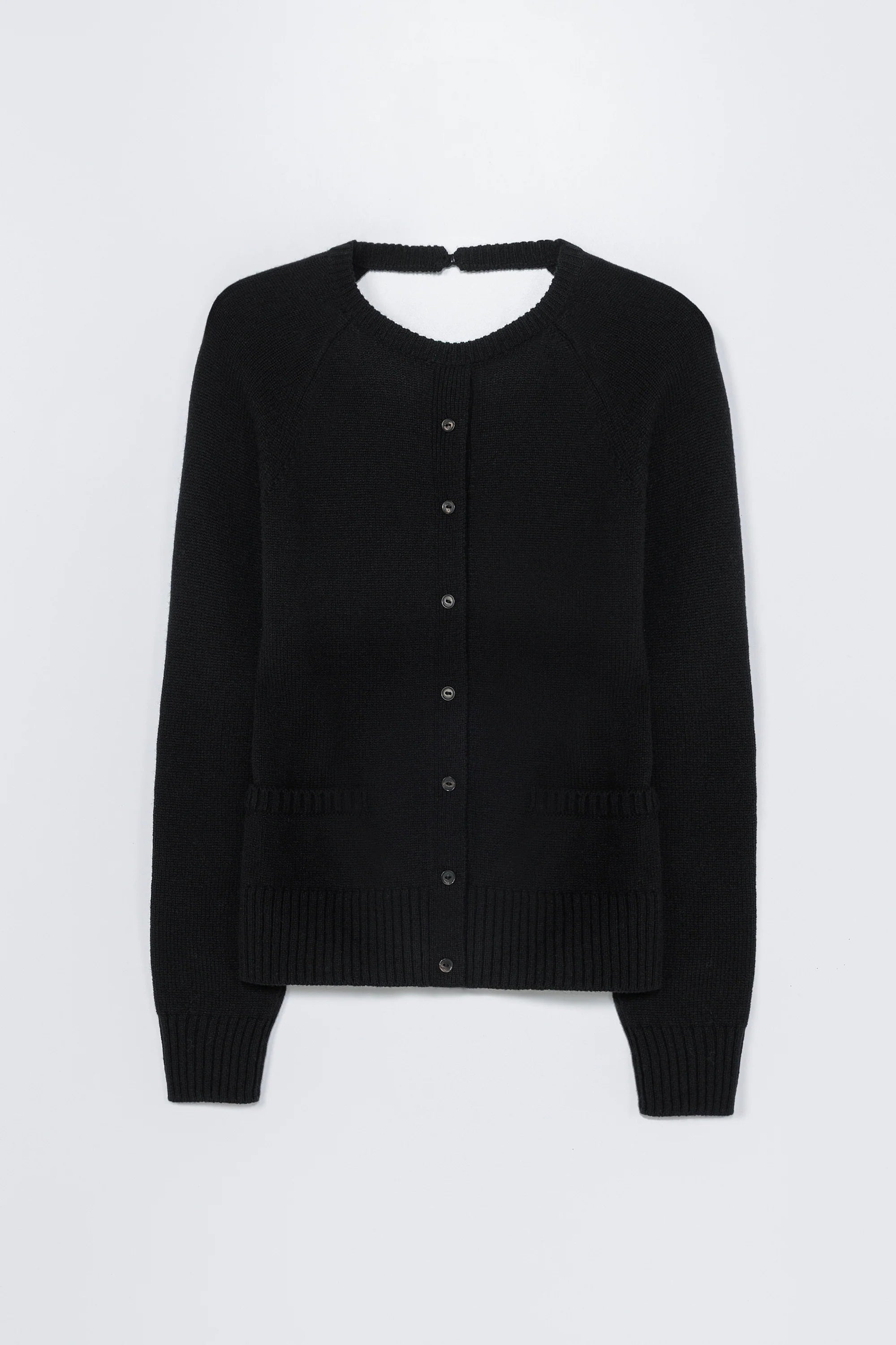 Merino Wool Open-Back Cardigan Black