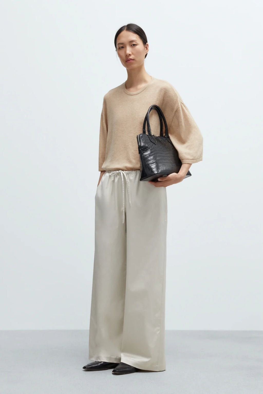 Merino Wool Oversized T-Shirt Beige