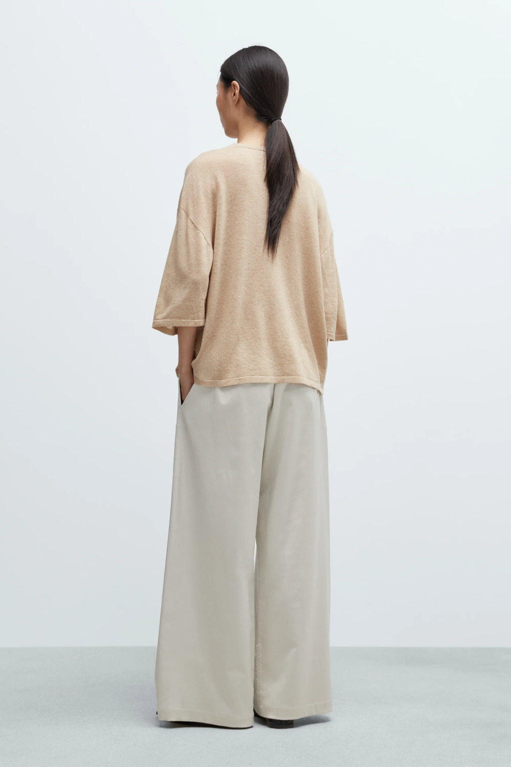Merino Wool Oversized T-Shirt Beige