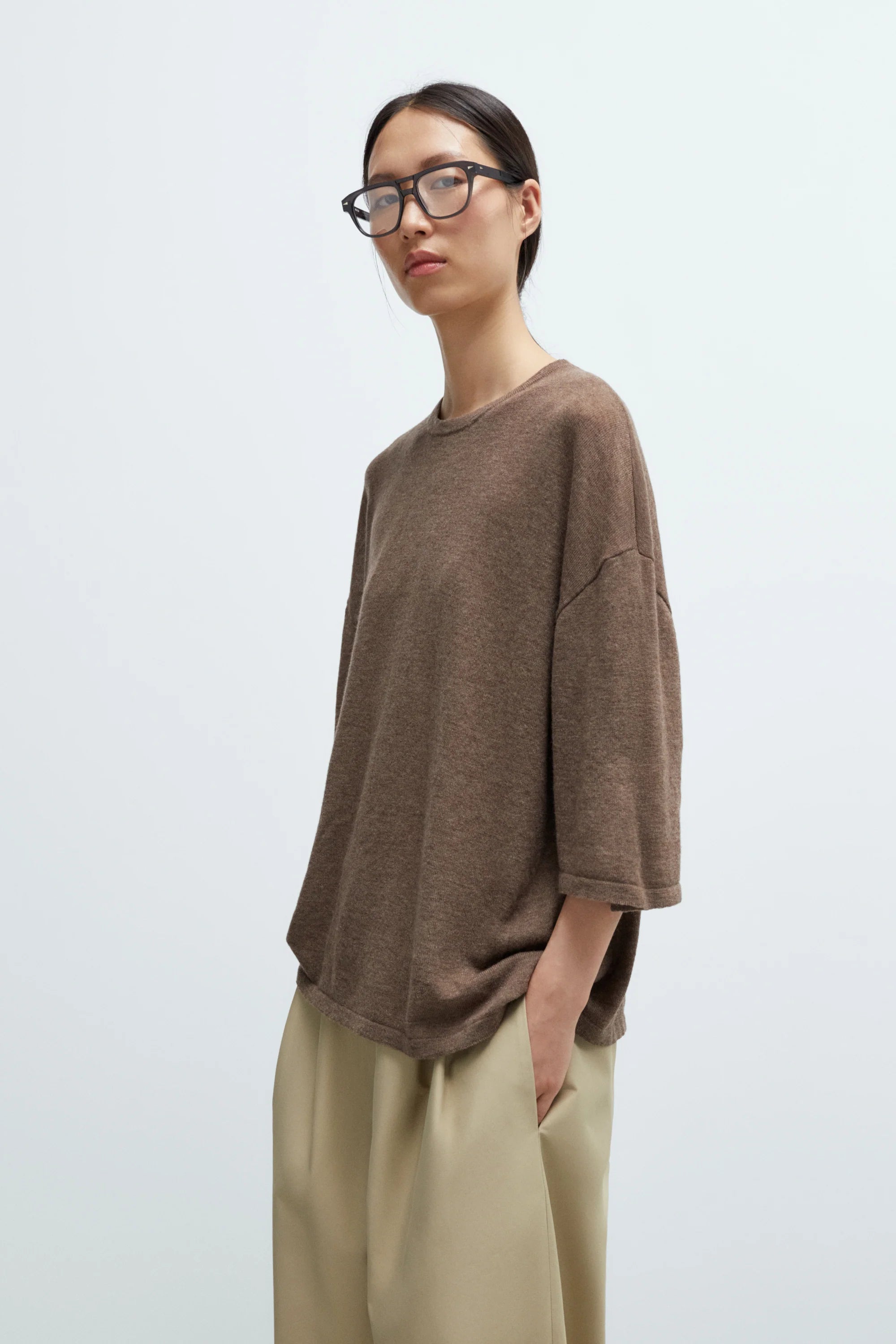 Merino Wool Oversized T-Shirt Taupe