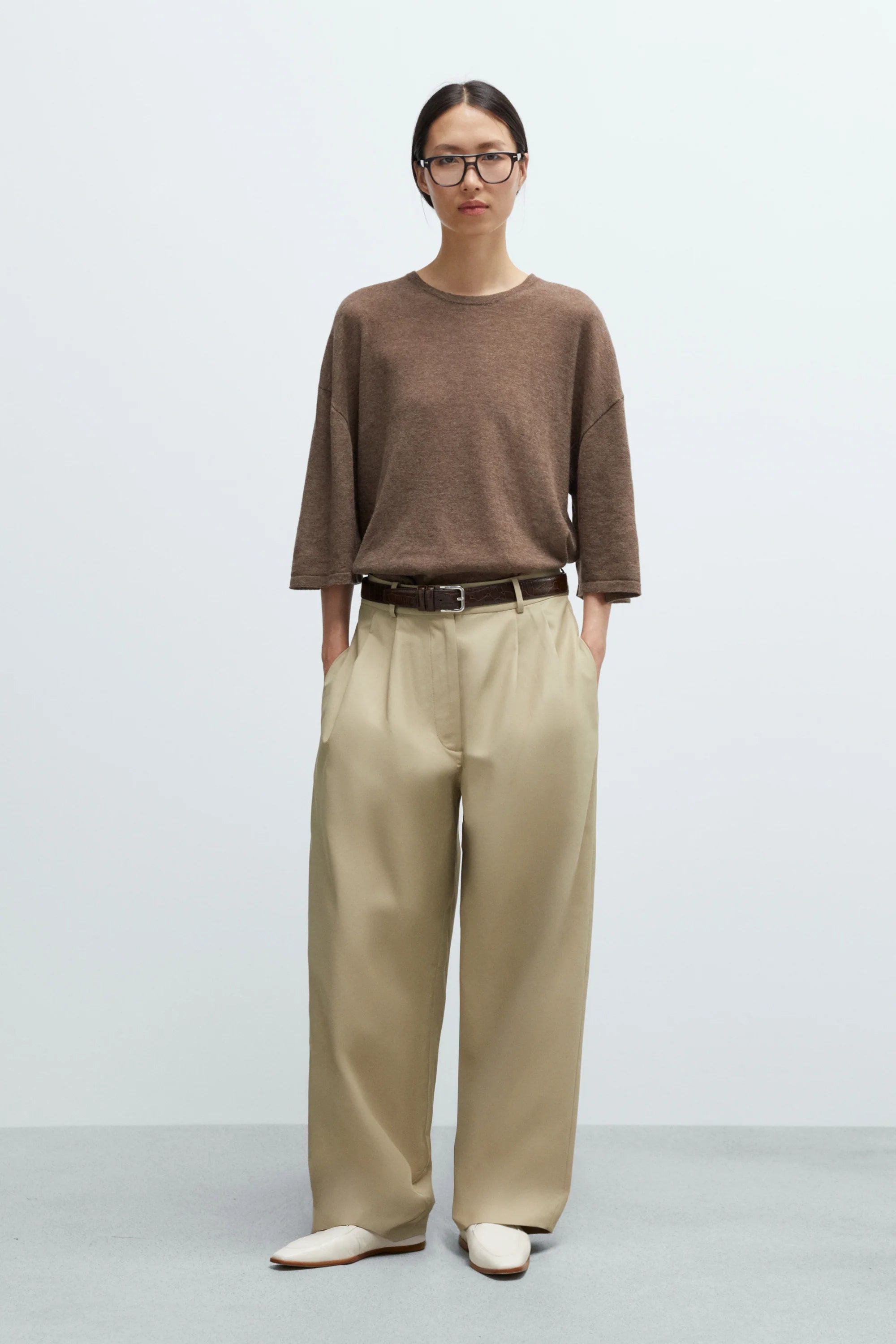 Merino Wool Oversized T-Shirt Taupe