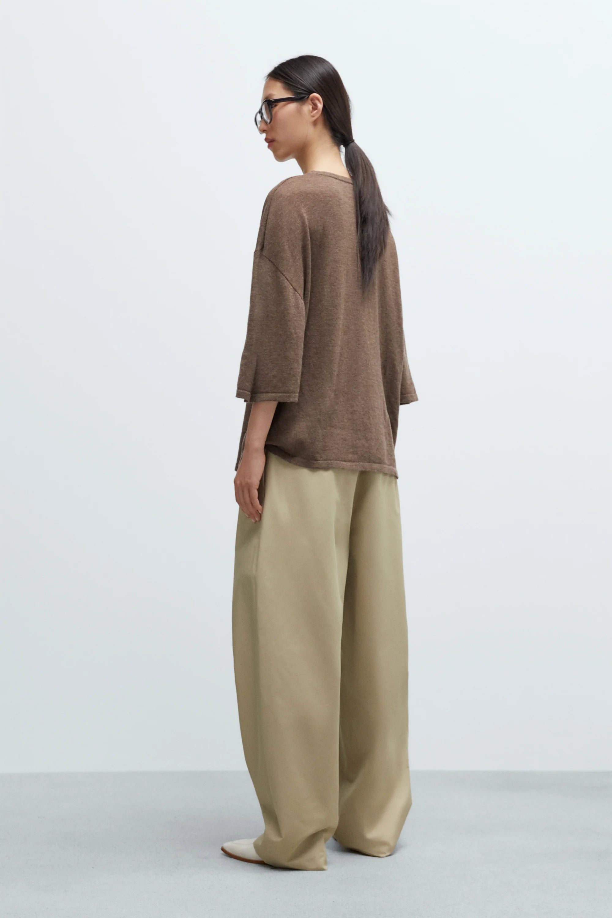 Merino Wool Oversized T-Shirt Taupe