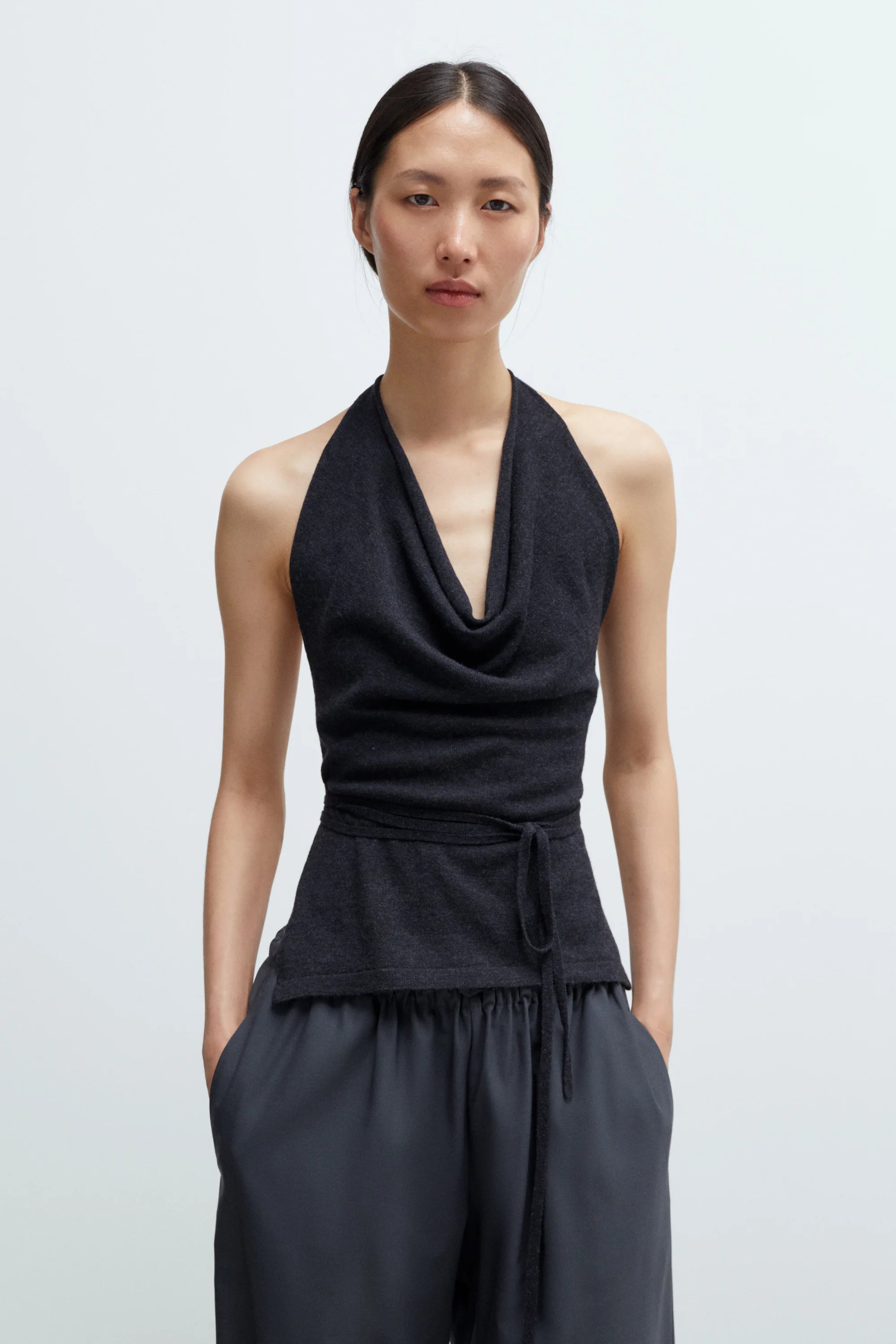 Merino Wool Tie Top Anthracite
