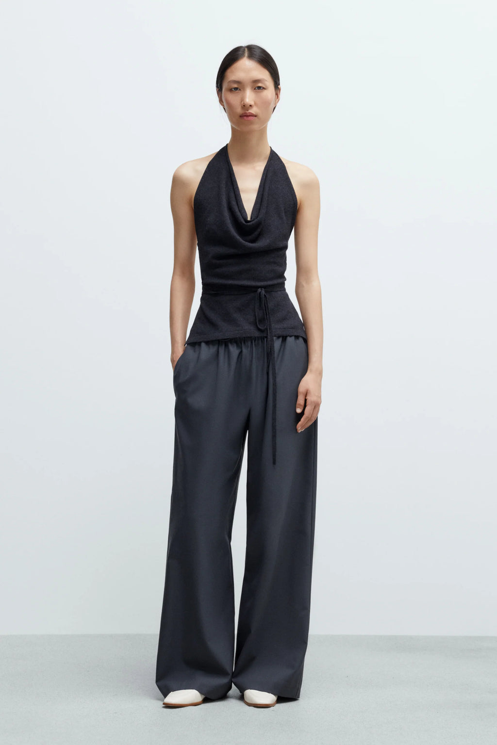 Merino Wool Tie Top Anthracite