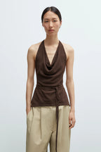 Merino Wool Tie Top Brown