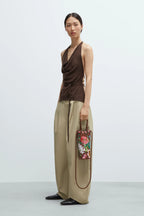 Merino Wool Tie Top Brown