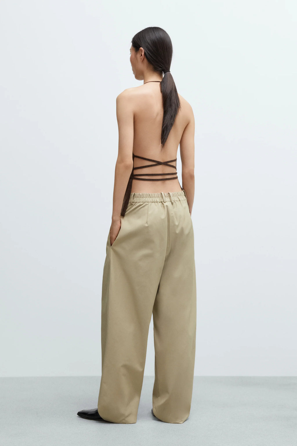 Merino Wool Tie Top Brown